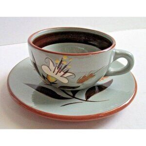 Signature Stangl Golden Harvest Hand Painted Pottery Large Cup and Saucer